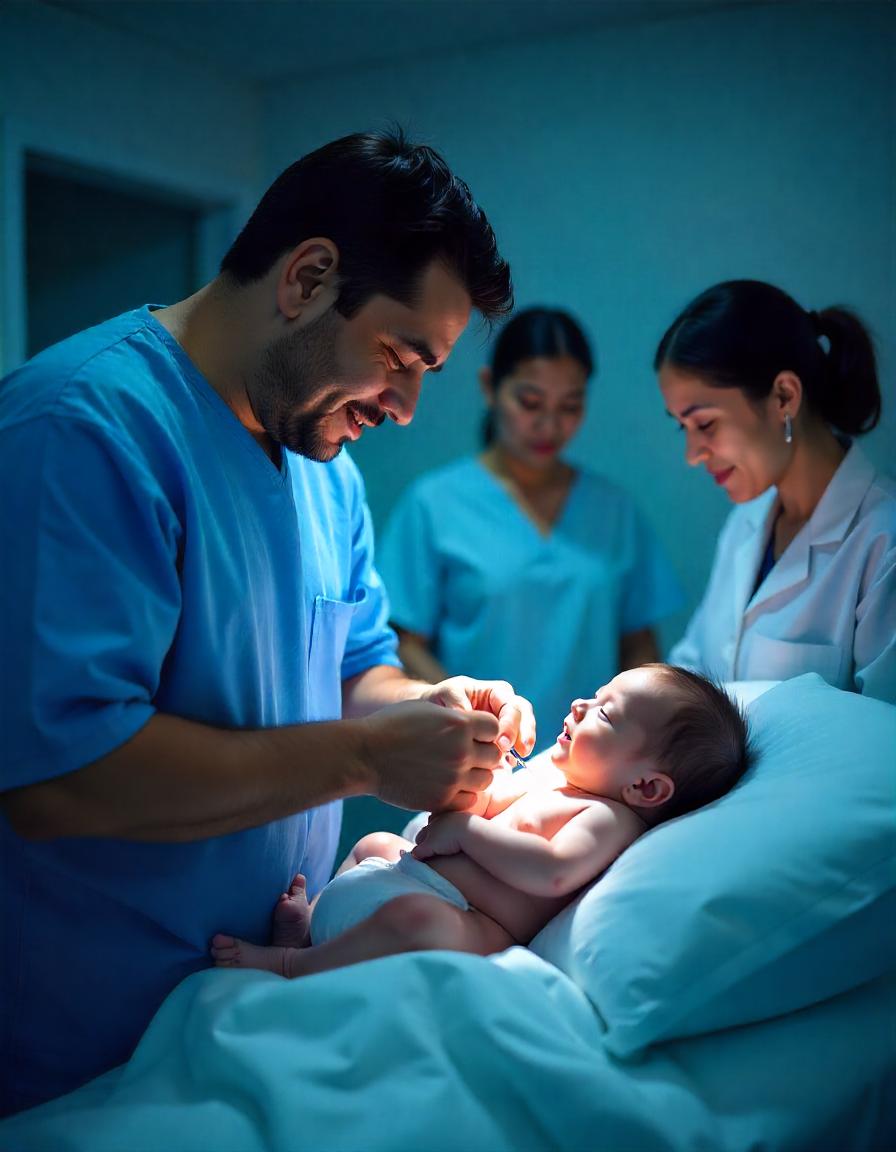 AI Generated image : Husband as Birth Companion in Labour room with mother